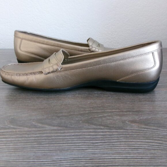 Trotters FRANCIE II Gold Metallic Leather Loafers 7.5N 7.5 Narrow - Picture 5 of 15